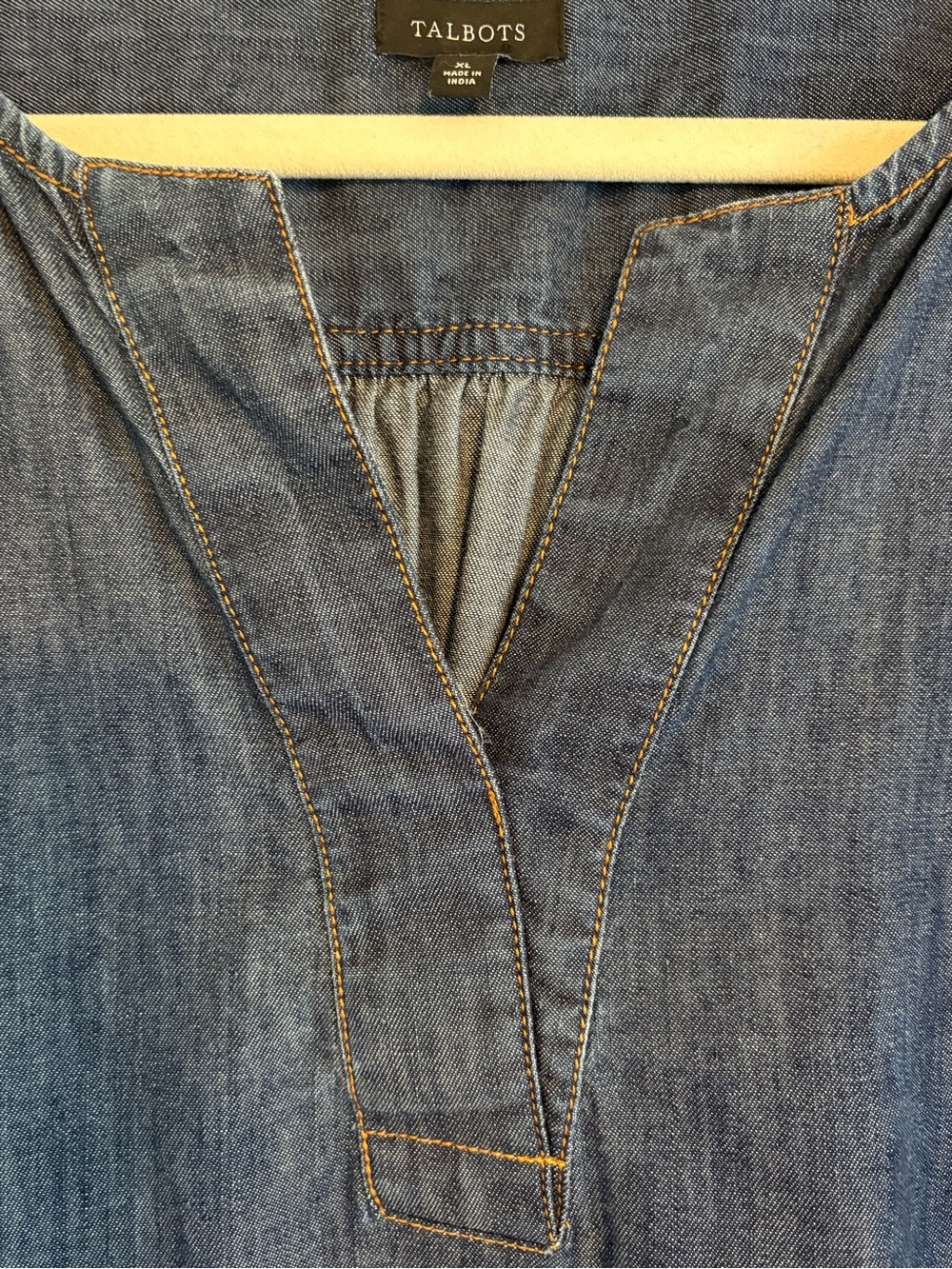 Talbots Chambray Puff Sleeve Top XL Indigo Denim Cottagecore - Picture 6 of 8